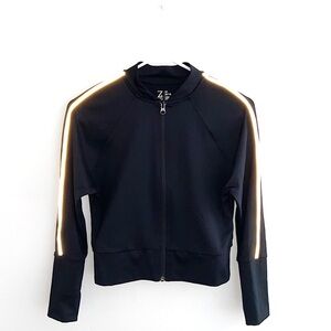 Zella Girl’s Trim Zip Black Long Sleeve Top Size M